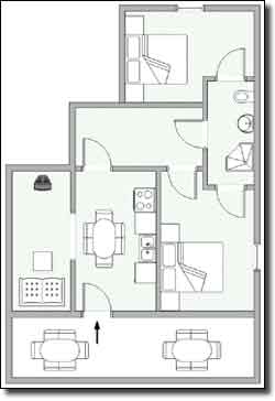 Apartment for 4 to 6 person